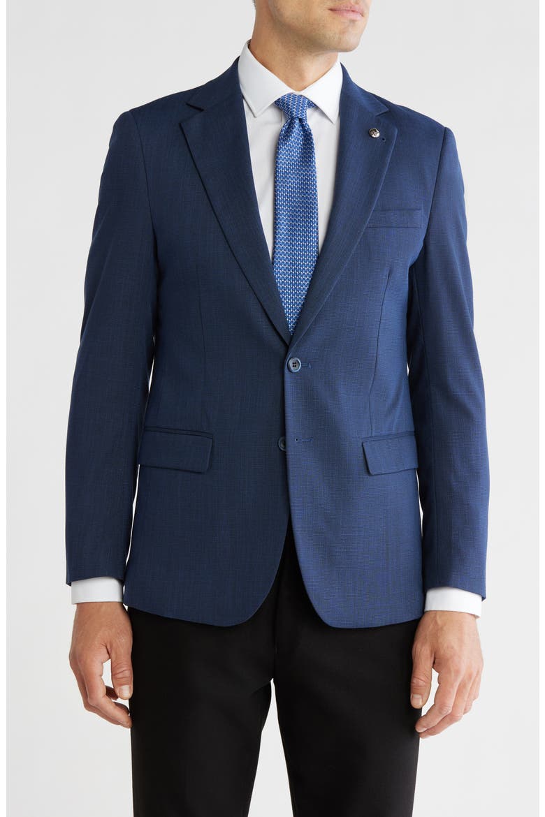 Slim Fit Sharkskin Blazer, Main, color, NAVY