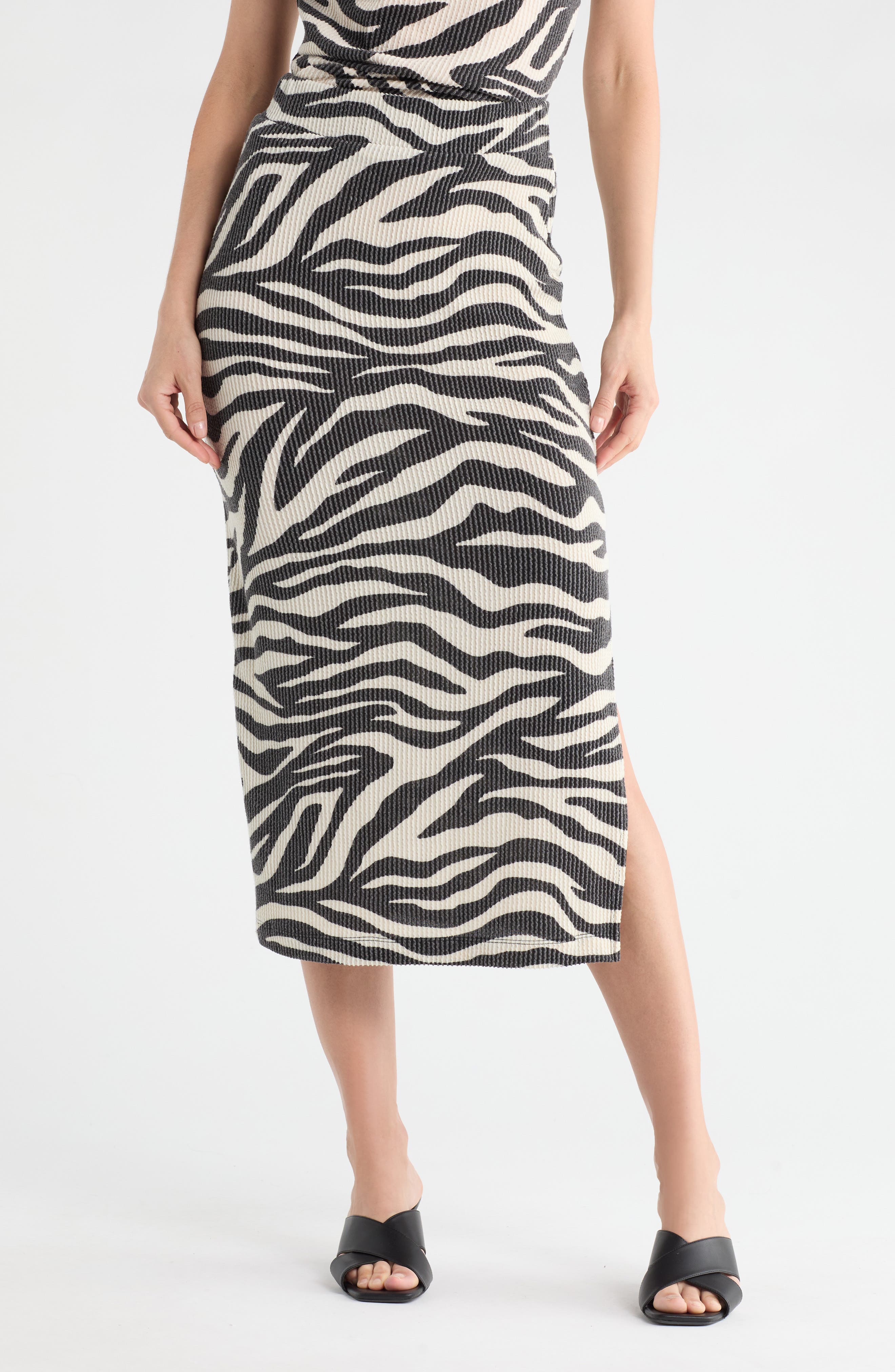 Renee C Zebra Rib Knit Skirt