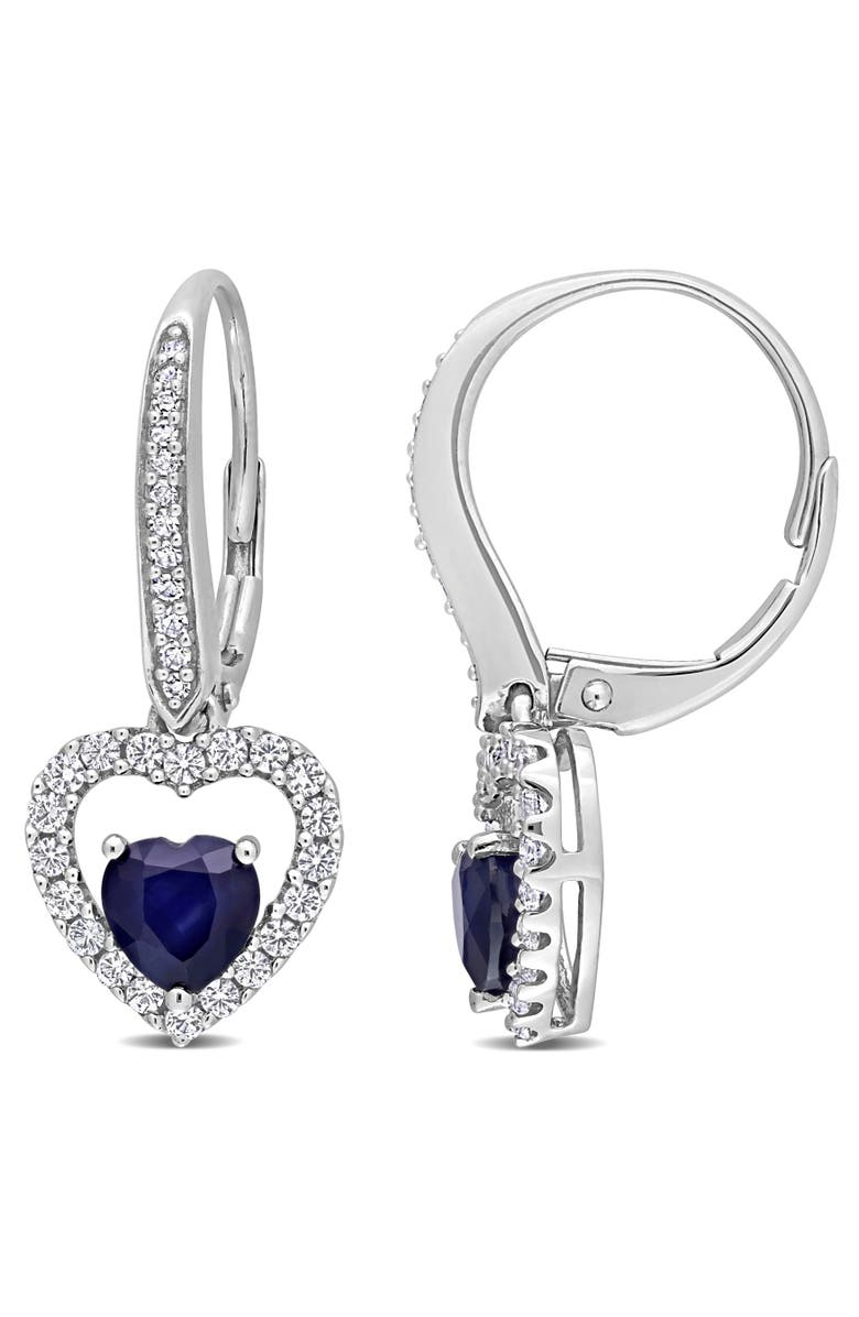 Julianna B. Sapphire & Diamond Heart Earrings 14K, Main, color, Sapphire