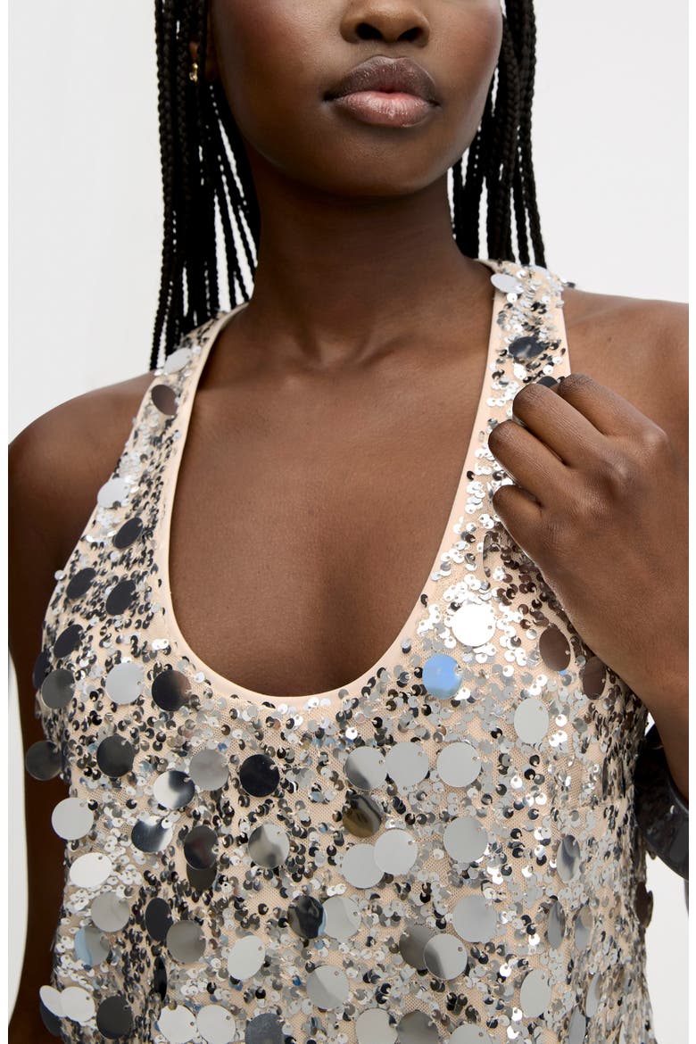 Paillette Crop Tank, Alternate, color, BLUSH SILVER