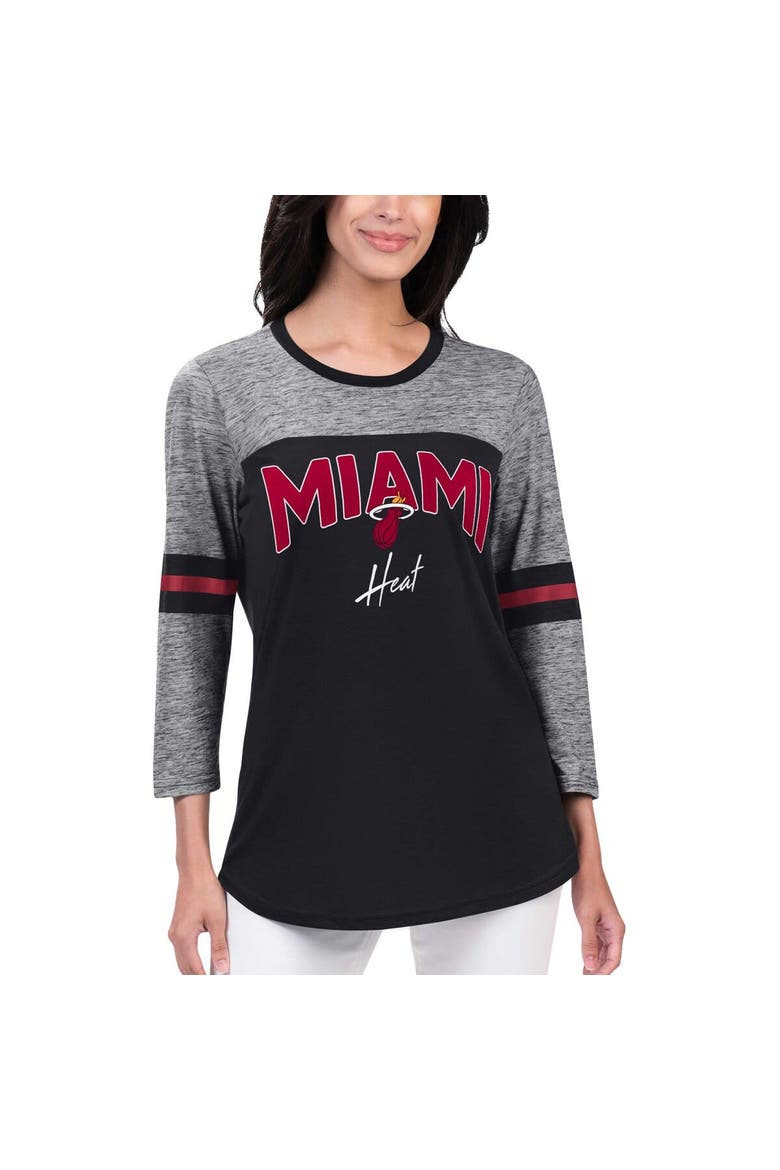 Women's G-III 4Her by Carl Banks Black Miami Heat Play the Game 3/4-Sleeve T-Shirt, Main, color, Black