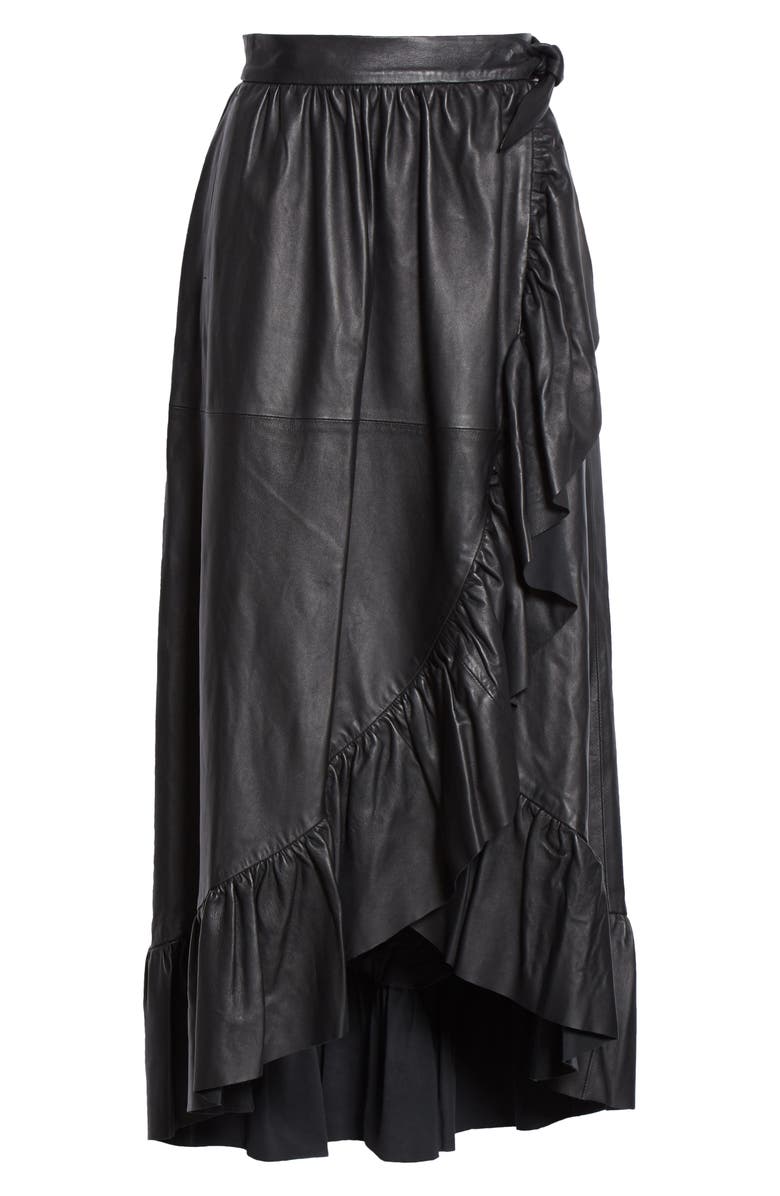 Zimmermann Ladybeetle Leather Midi Wrap Skirt, Alternate, color, 