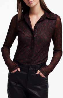 Madewell Long Sleeve Mesh Button-Up Top