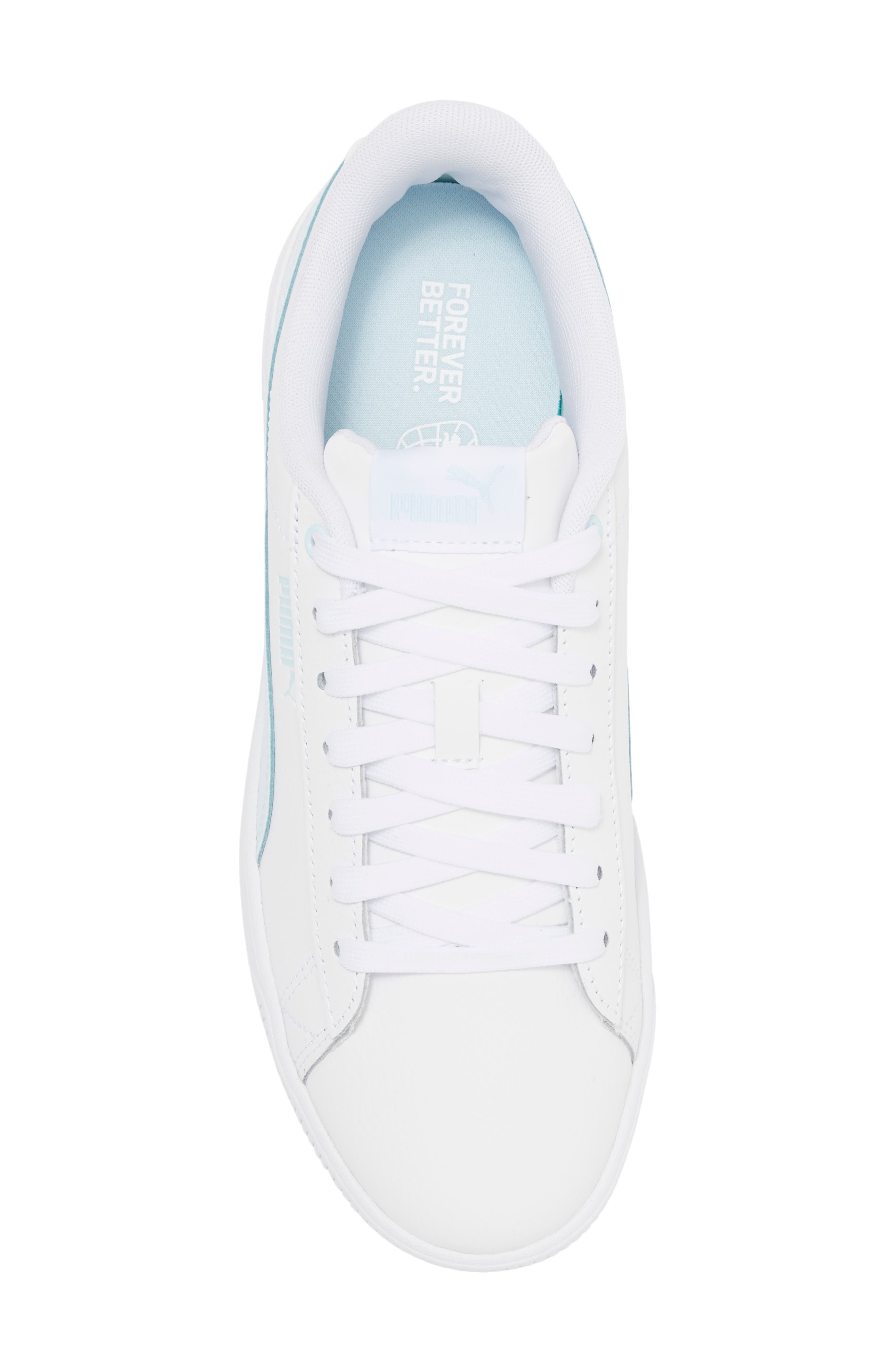 Vikky Leather Sneaker, Alternate, color, PUMA WHITE-ICY BLUE