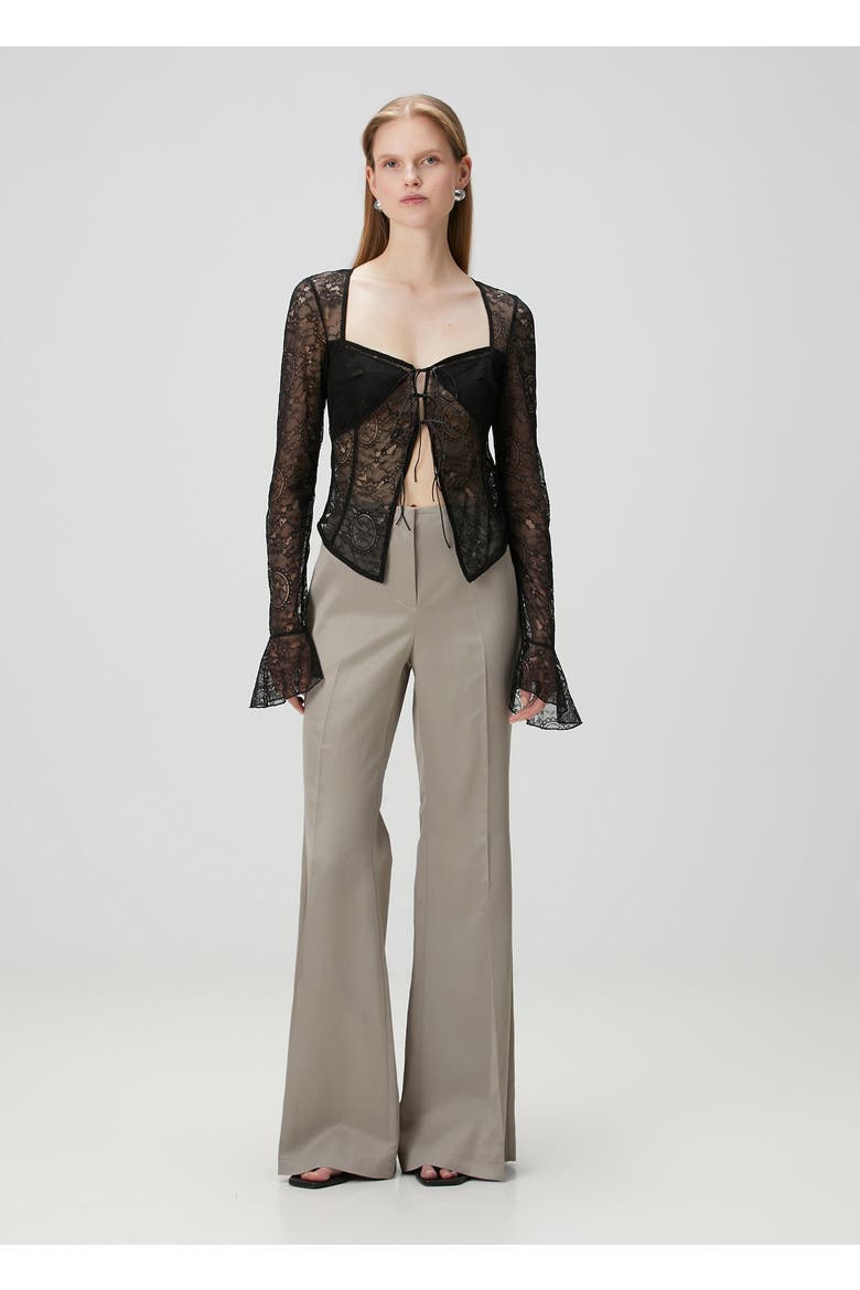 Linen Blend Shiny Woven Pant, Alternate, color, BEIGE
