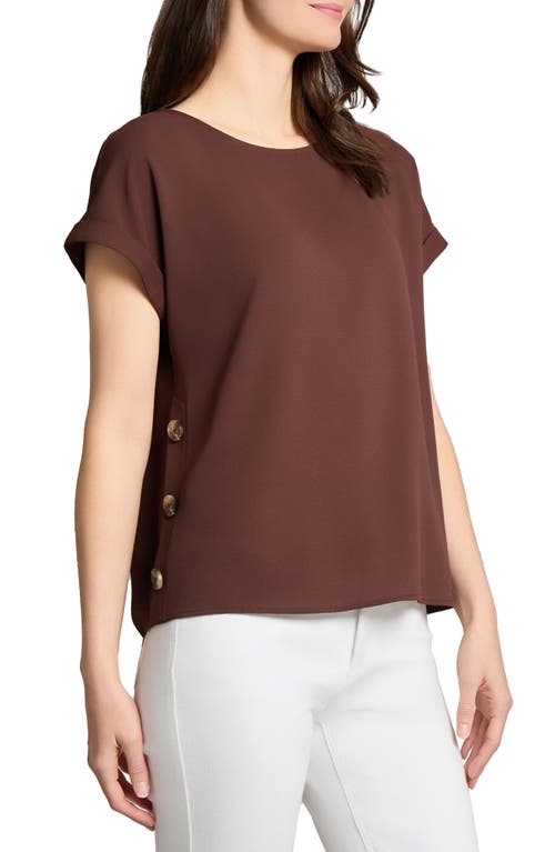 Jones New York Petite Round-neck Side-button Short-sleeve Top