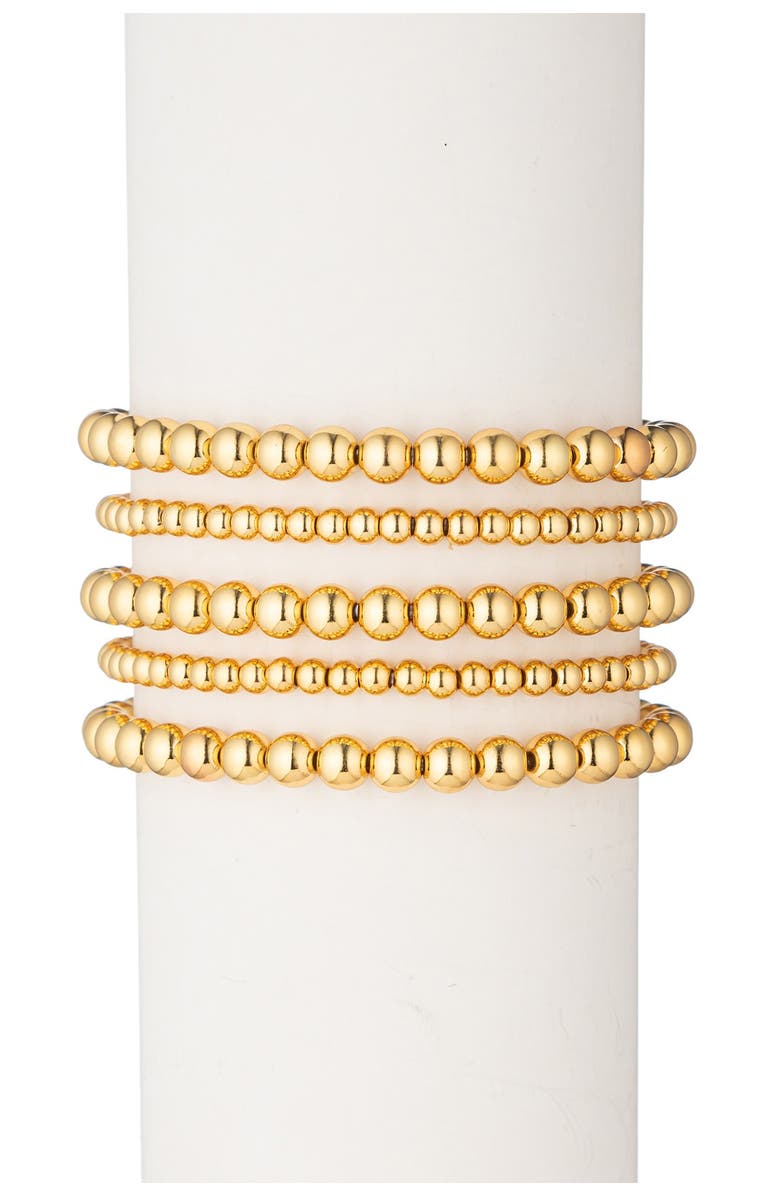 EYE CANDY LOS ANGELES Emma Set of 5 Titanium Beaded Stretch Bracelets, Main, color, 