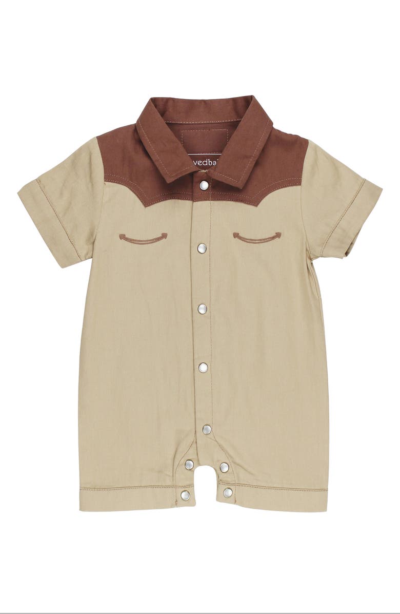L'ovedbaby Organic Cotton Western Romper, Main, color, Oatmeal