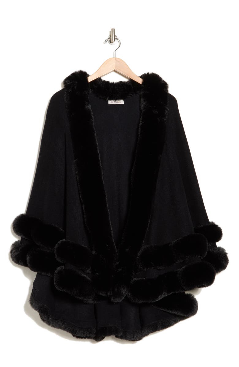La Fiorentina Faux Fur Trim Ruana, Alternate, color, 