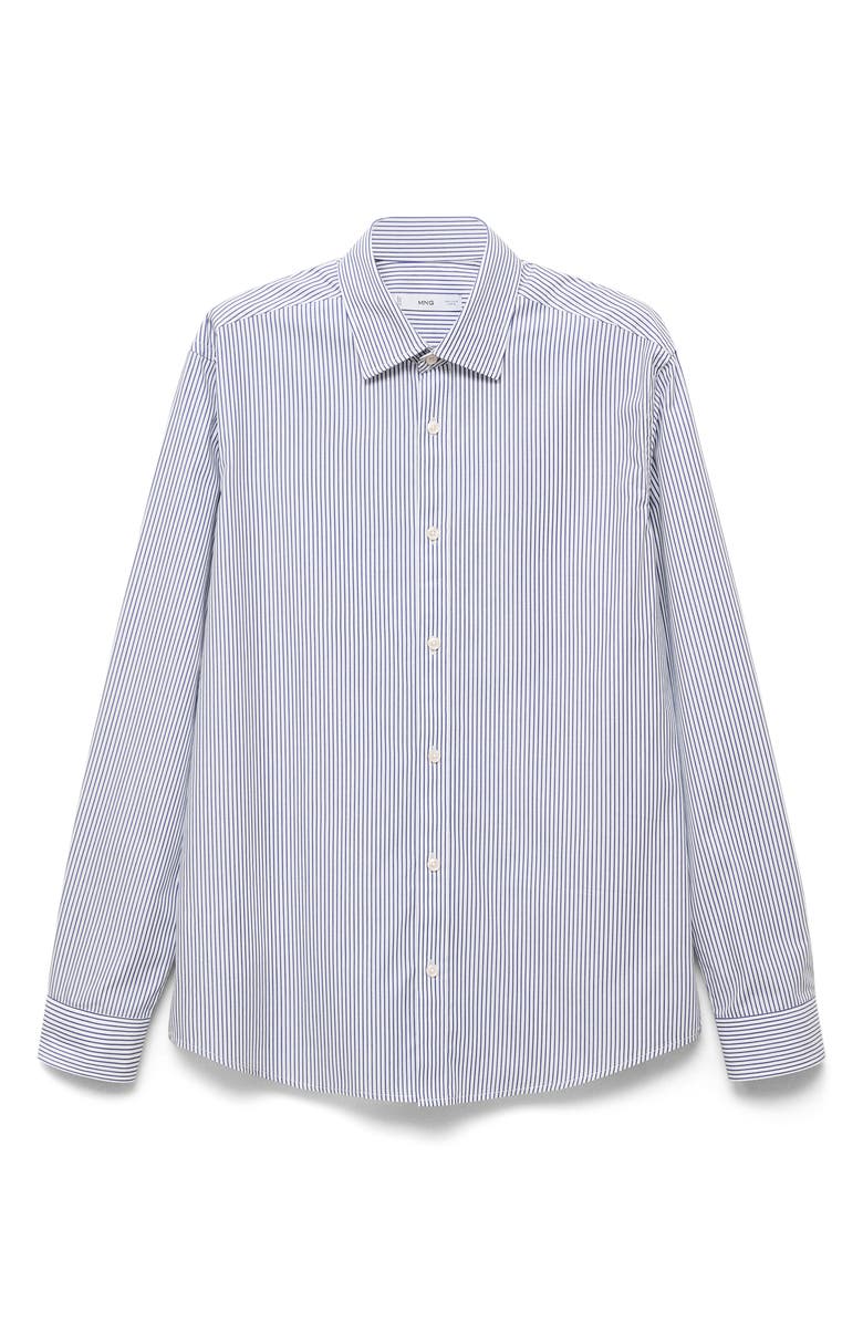 MANGO Stripe Slim Fit Button-Up Shirt, Alternate, color, Blue