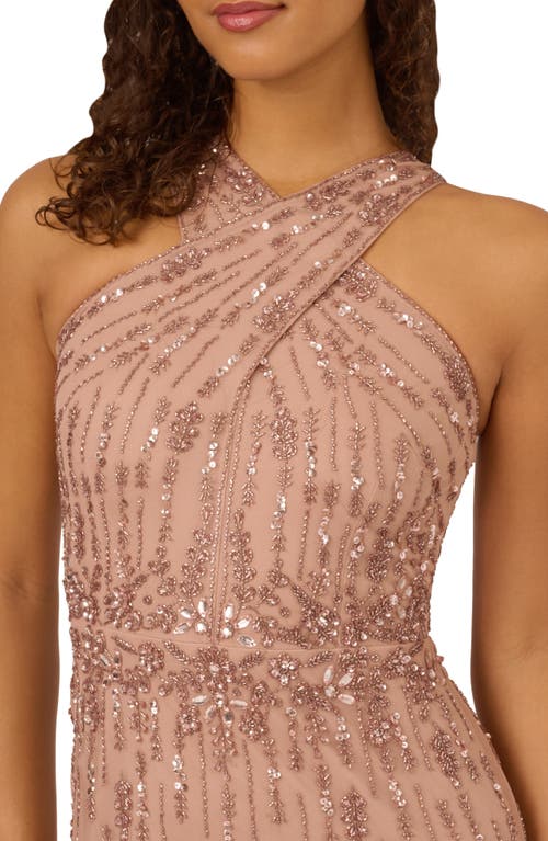 ADRIANNA PAPELL ADRIANNA PAPELL BEADED MESH MERMAID GOWN