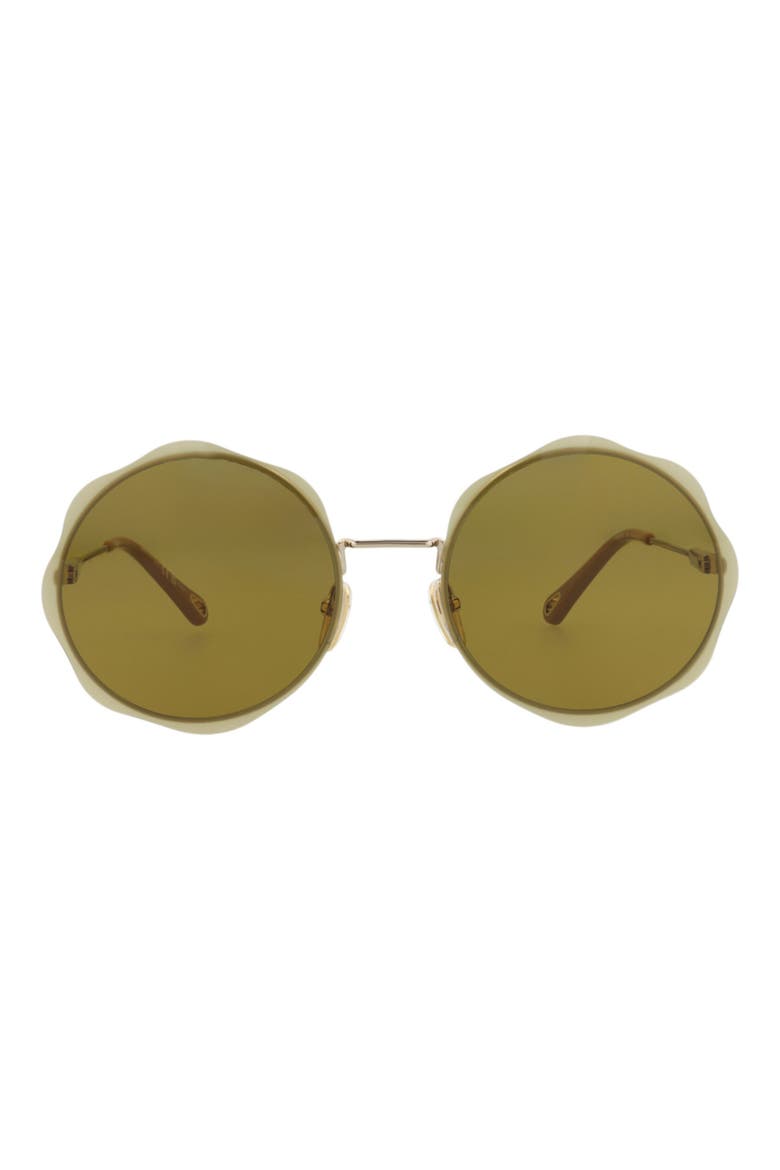 61mm Round Sunglasses, Main, color, GOLD GOLD GREEN