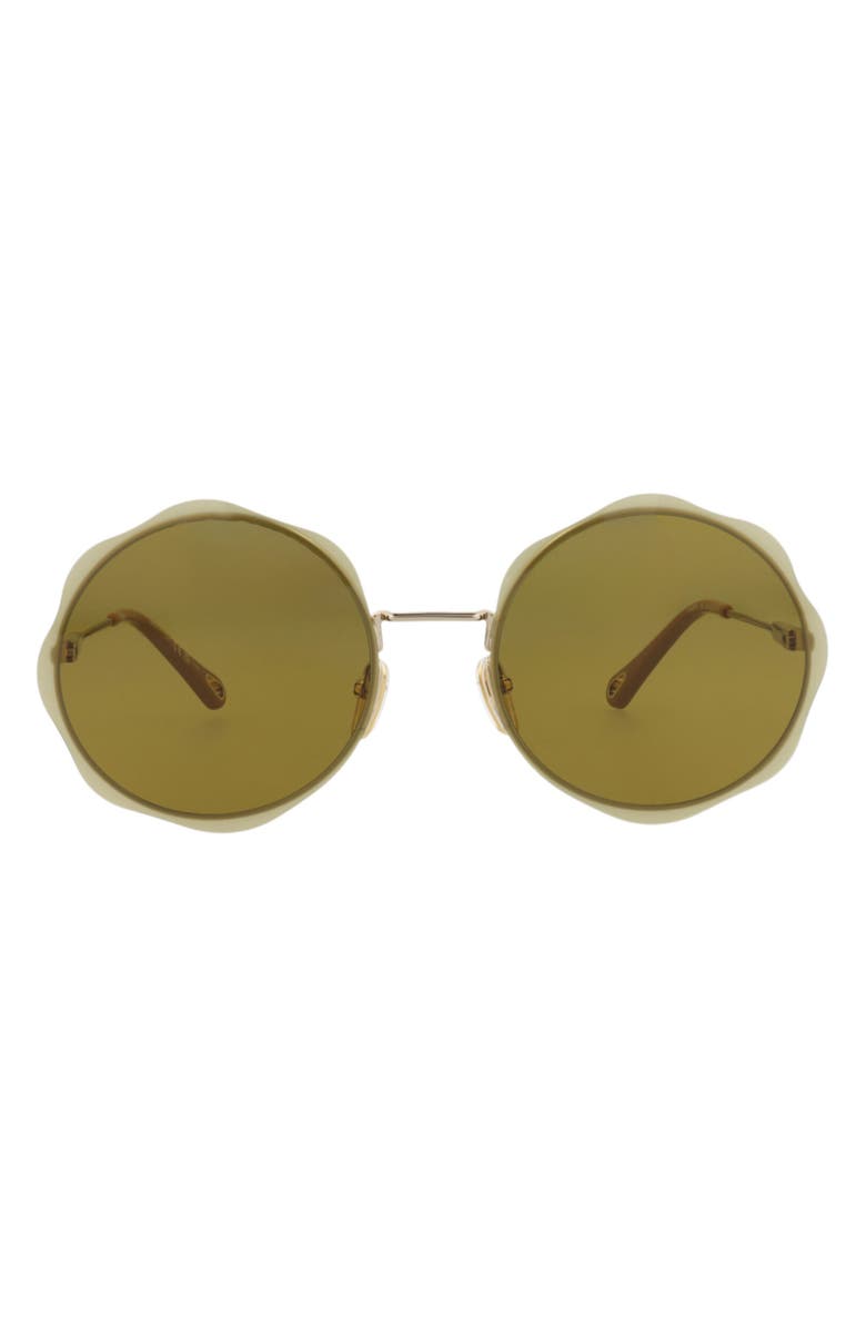 Chloé 61mm Round Sunglasses, Main, color, Gold Gold Green