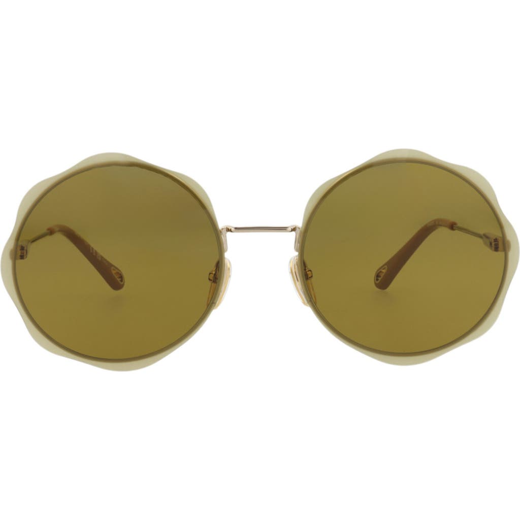 Chloé Round-frame Metal Sunglasses With Wavy Design In Multi
