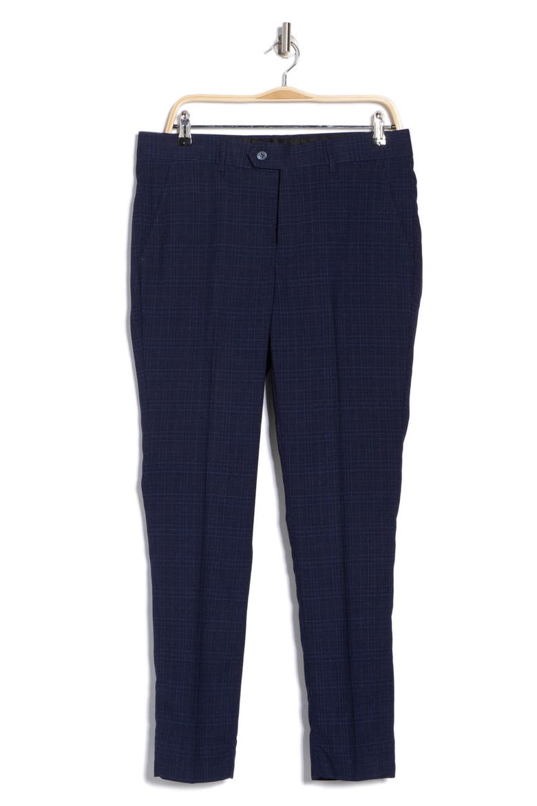 Plaid Slim Fit Dress Pants, Alternate, color, NAVY