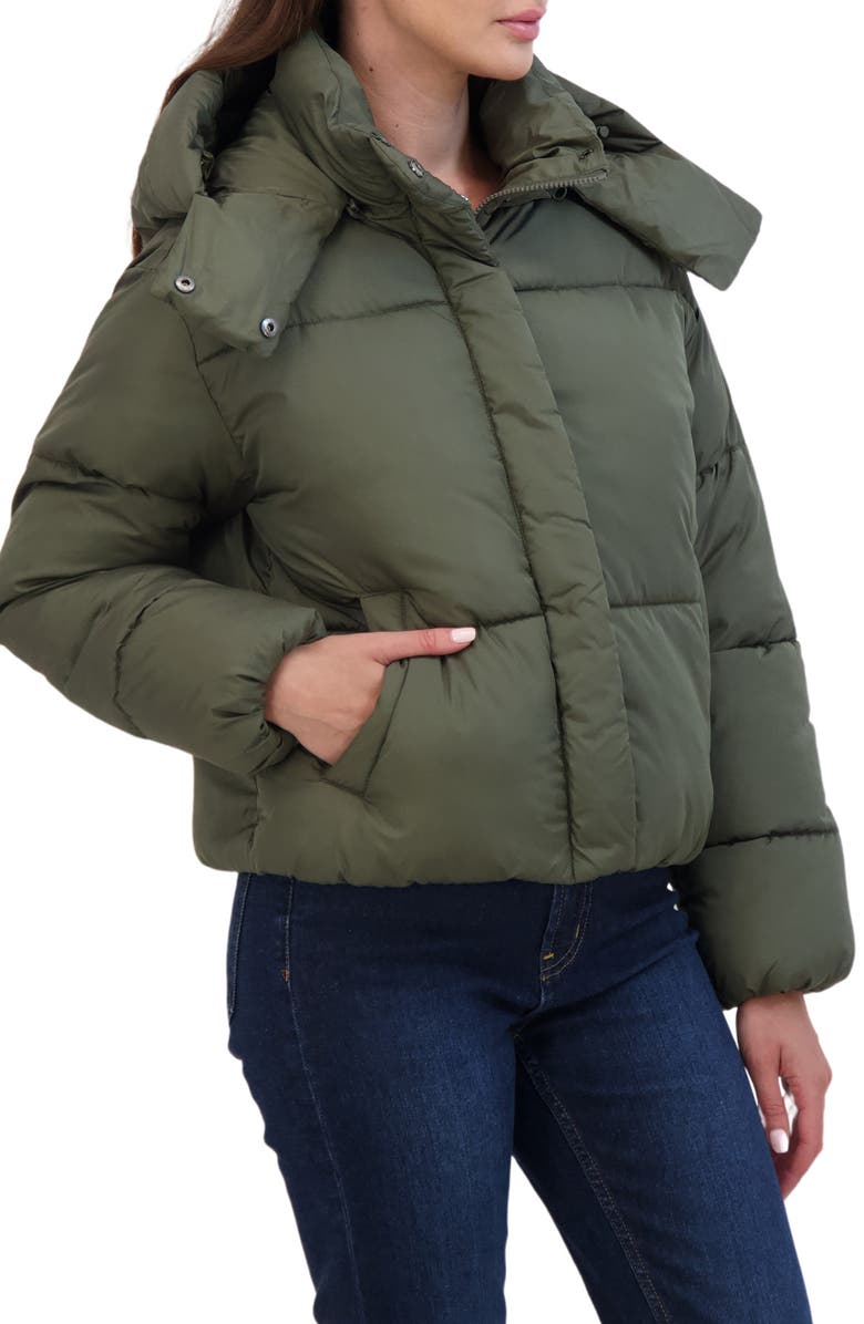 Sebby Short Hooded Puffer Jacket, Alternate, color, Olive
