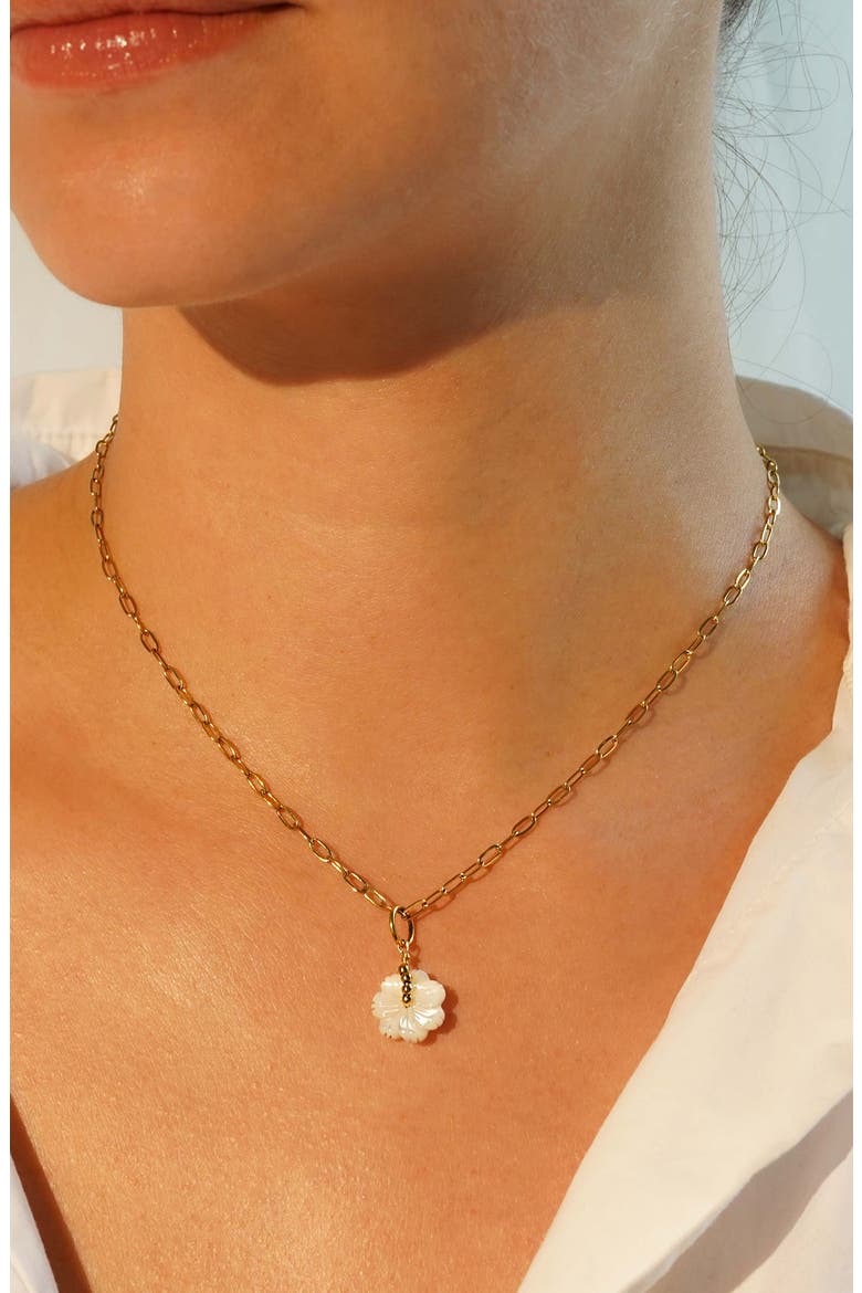Mother-of-Pearl Flower Charm, Alternate, color, GOLD