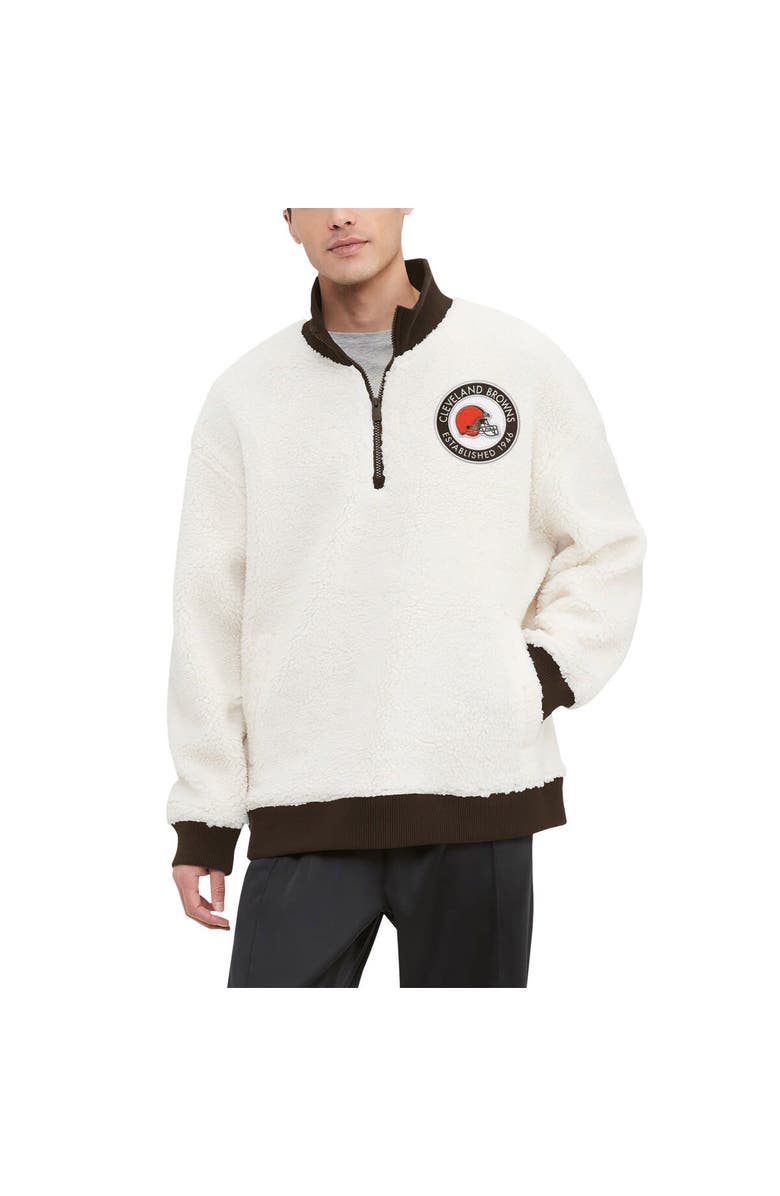 Tommy Hilfiger Men's Tommy Hilfiger Cream Cleveland Browns Jordan Sherpa Quarter-Zip Sweatshirt, Alternate, color, Cream