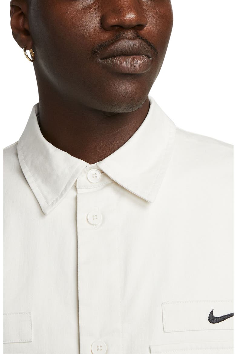 Woven Military Short-Sleeve Button-Down Shirt, Alternate, color, PHANTOM/ BLACK