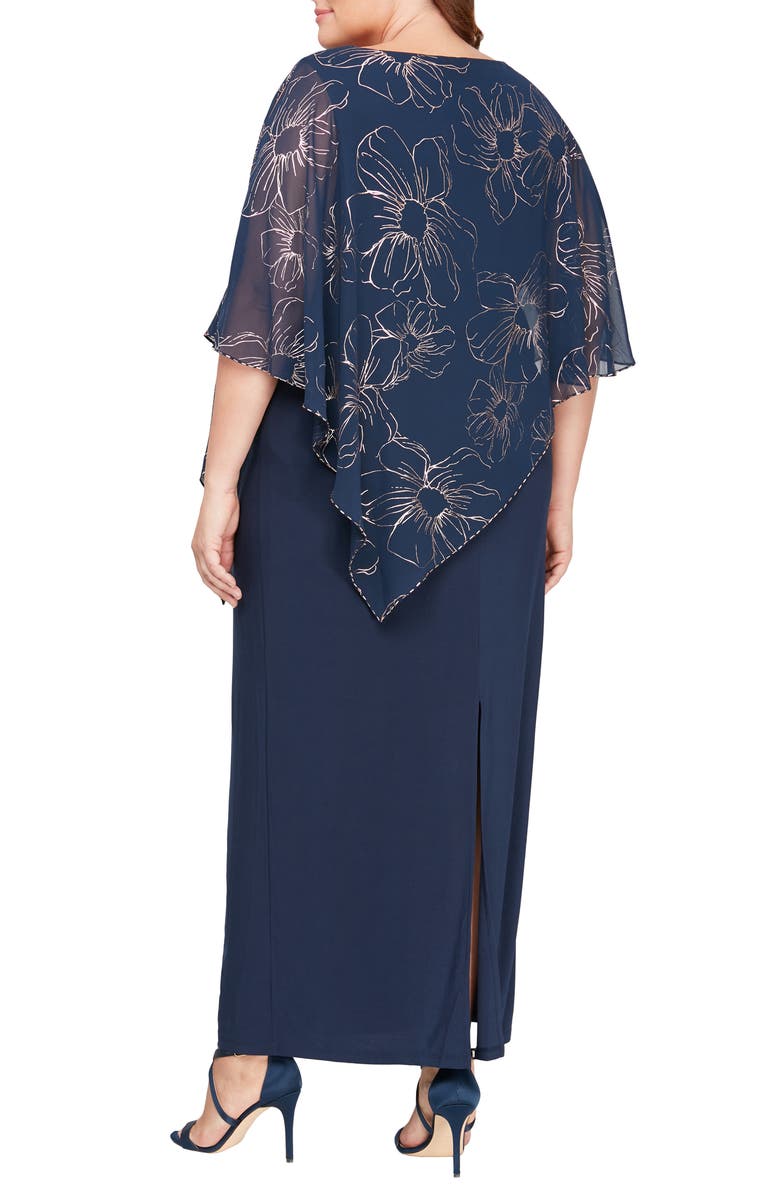 SL FASHIONS Metallic Chiffon Overlay Gown, Alternate, color,