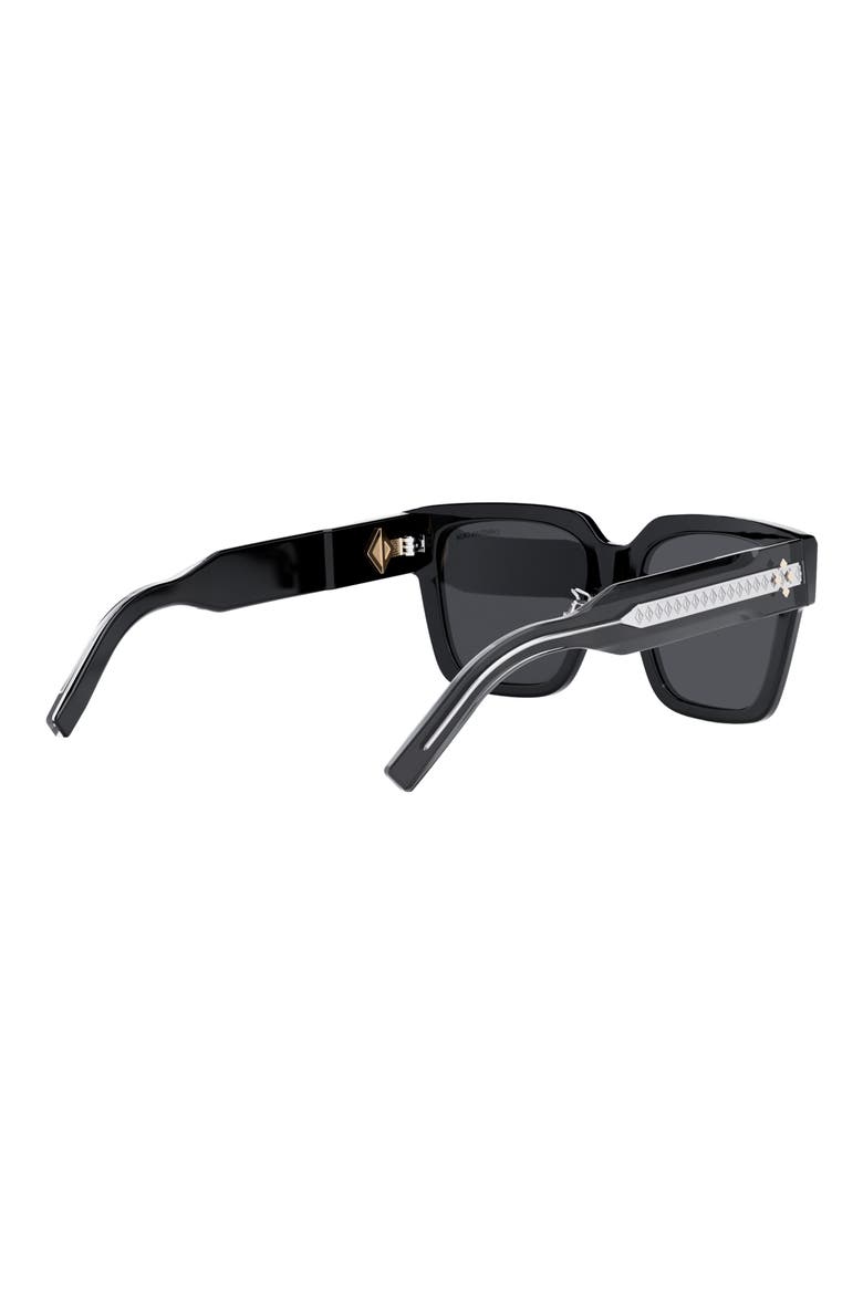 CD Diamond S3F 55mm Square Sunglasses, Alternate, color, SHINY BLACK / SMOKE