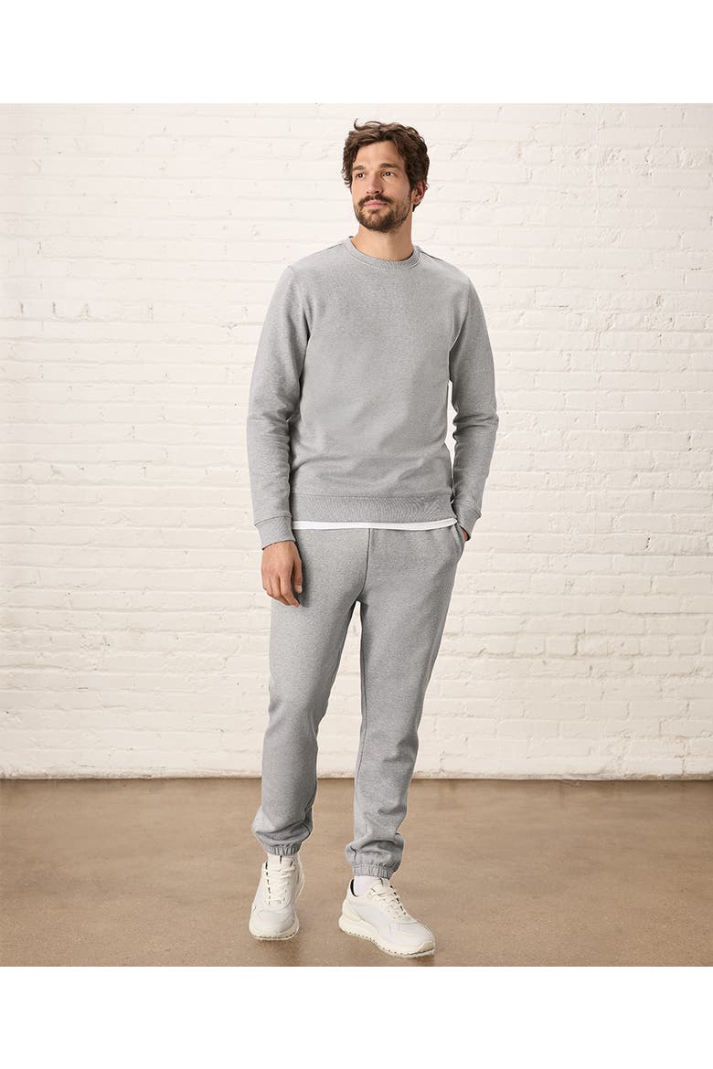 Organic Cotton Cloud Brushed Fleece Crew Sweatshirt, Alternate, color, Heather Grey
