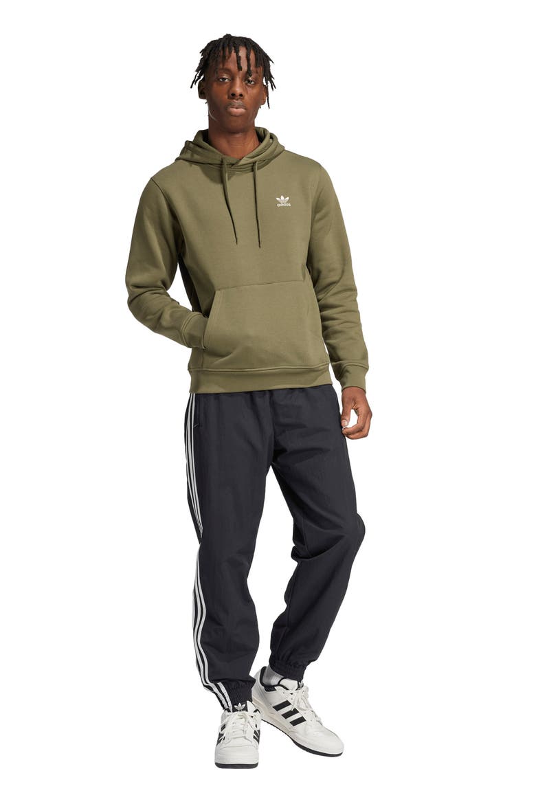Essentials Trefoil Hoodie, Alternate, color, OLIVE STRATA