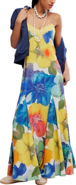 Free People Bloomspell Floral Lace Trim Maxi Dress