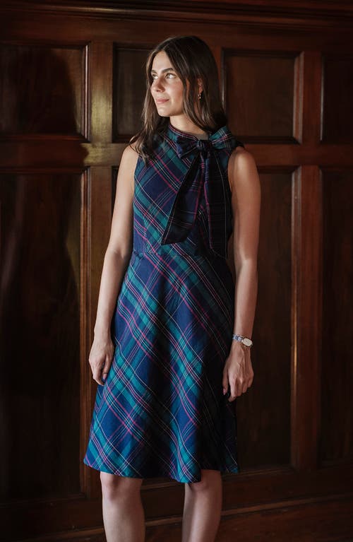 Hope & Henry Organic Sleeveless Bow Neck Dress In Green