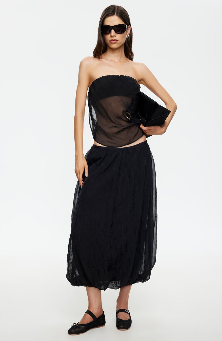 LIONESS Intuition Sheer Strapless Crop Top, Alternate, color, Noir