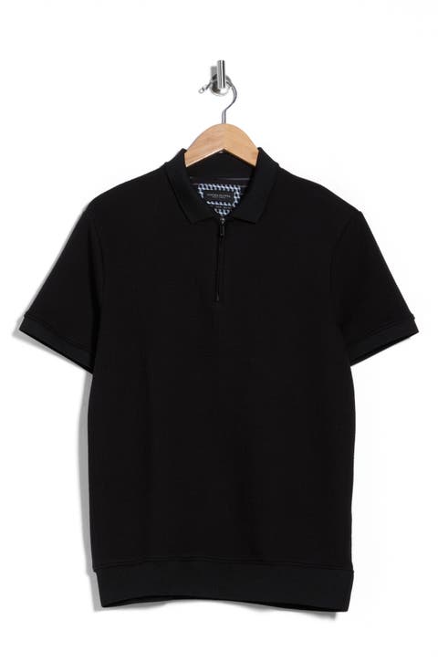 Quarter Zip Textured Knit Polo