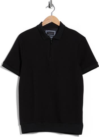 DENIM AND FLOWER Quarter Zip Textured Knit Polo | Nordstromrack