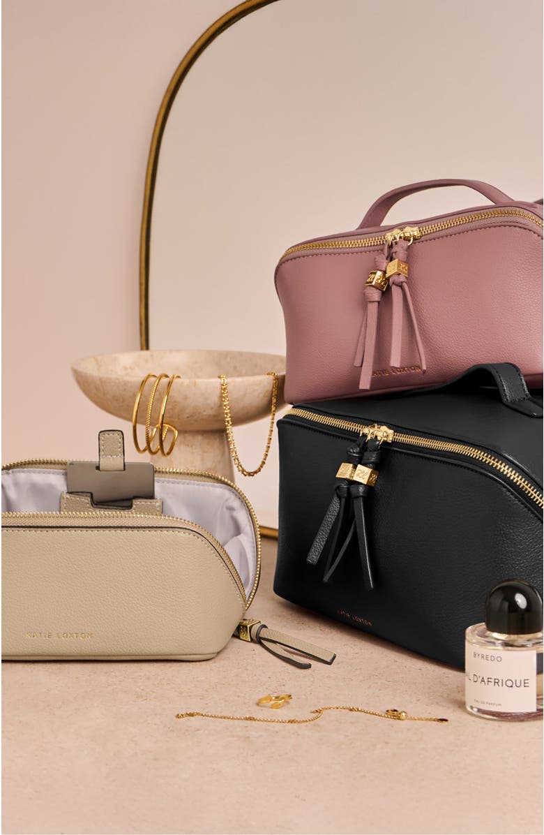 Katie Loxton Soho Medium Make Up / Wash Bag, Alternate, color, Black