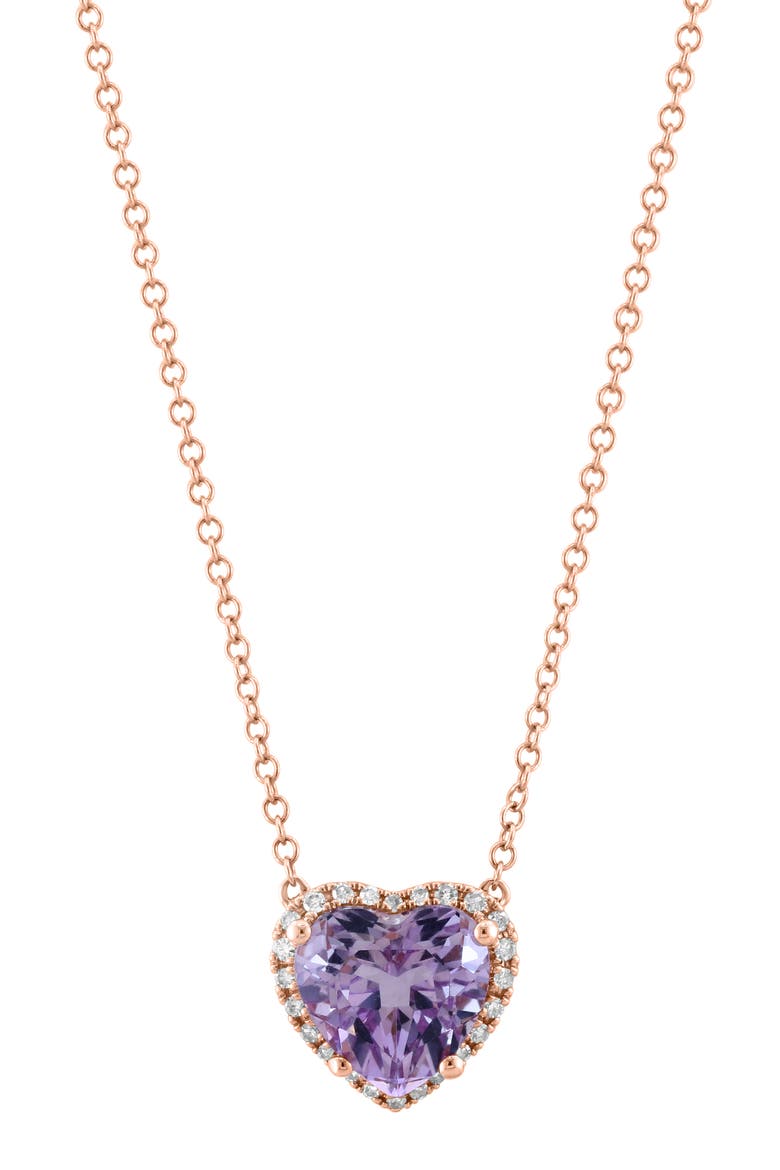 14K Rose Gold Diamond & Amethyst Pendant Necklace, Main, color, PURPLE