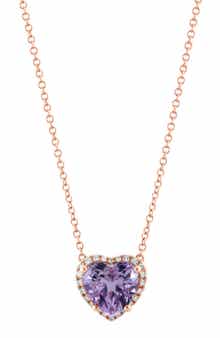EFFY 14K Rose Gold Diamond & Amethyst Pendant Necklace