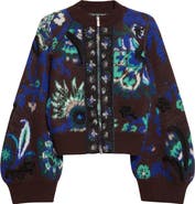 Sacai Floral Jacquard Balloon Sleeve Knit Blouson