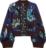 Sacai Floral Jacquard Balloon Sleeve Knit Blouson