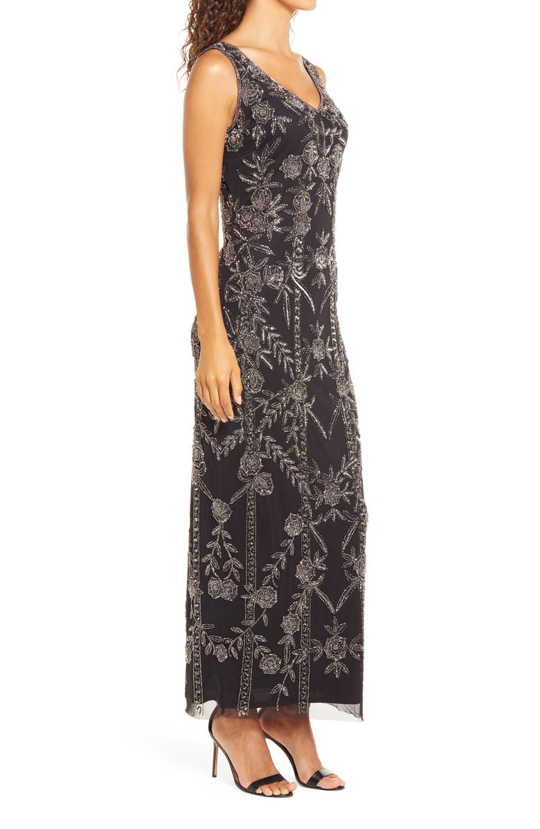 Pisarro Nights Beaded Mesh Gown, Alternate, color,