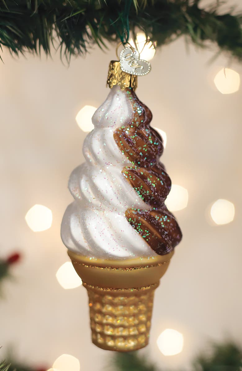 Old World Christmas Chocolate Swirl Soft Serve Glass Ornament, Alternate, color, Chocolate Swirl