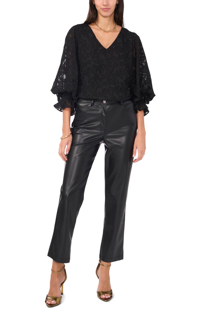 Vince Camuto Lace Shirred Cuff Top, Alternate, color,