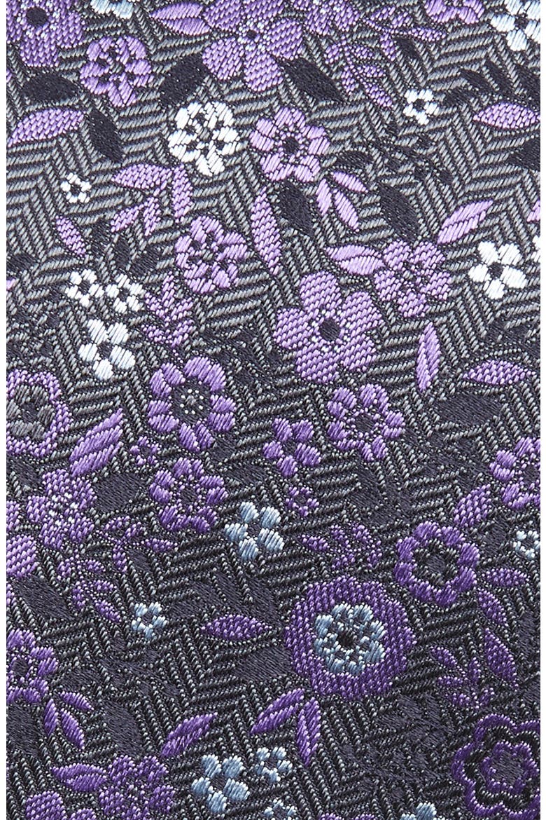 Floral Silk Tie, Alternate, color, GREY