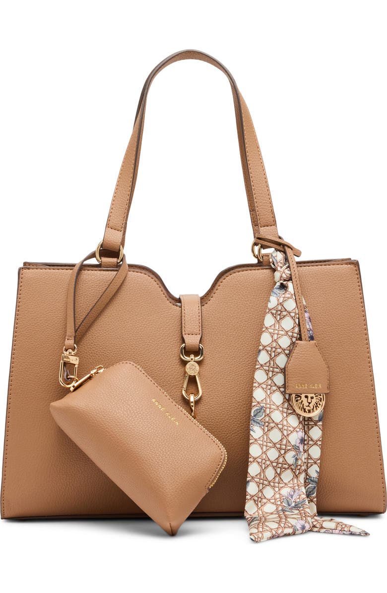 Anne Klein E/W Tote Bag, Main, color, Mocha