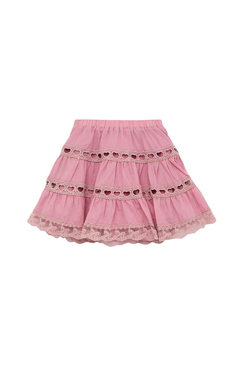 Sofia Heart Bow Lace Mini Skirt, Main, color, Ballet Pink