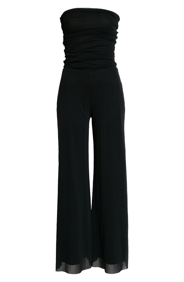 Fuzzi Tuta Strapless Wide Leg Mesh Jumpsuit, Main, color,