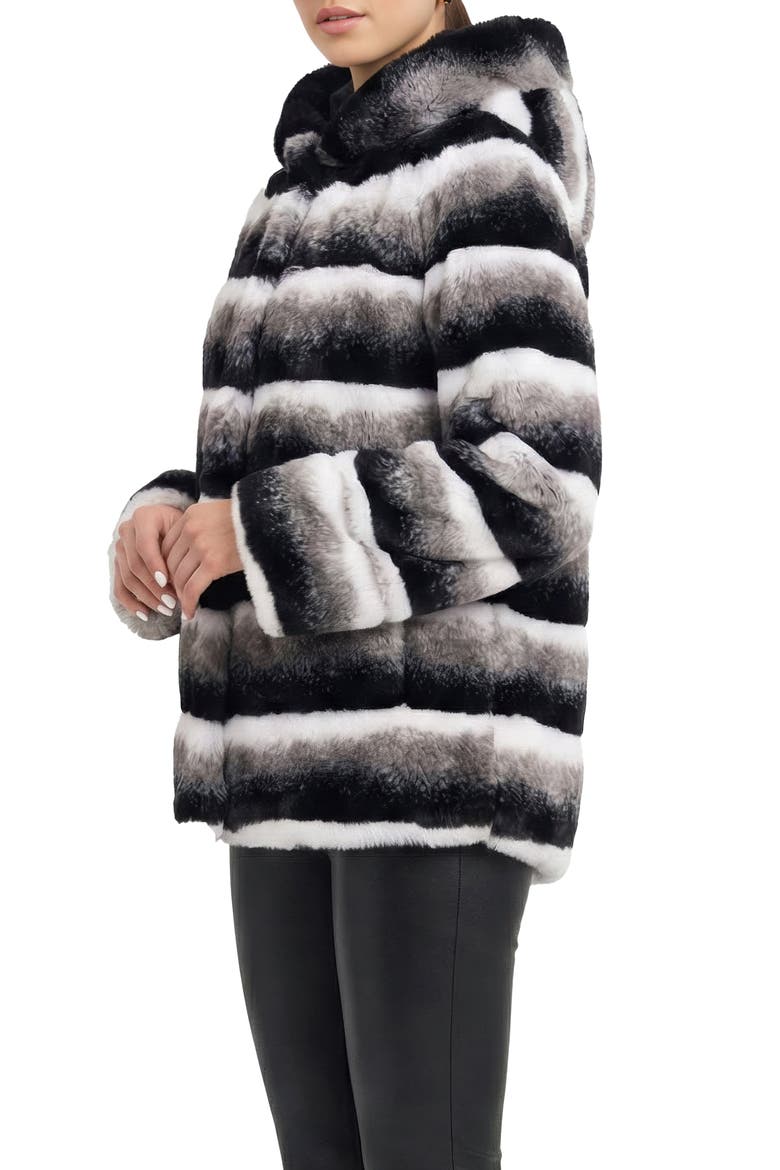 Fur-Free Chinchilla (Faux Fur) Hooded Jacket, Alternate, color, GRAY CHINCH