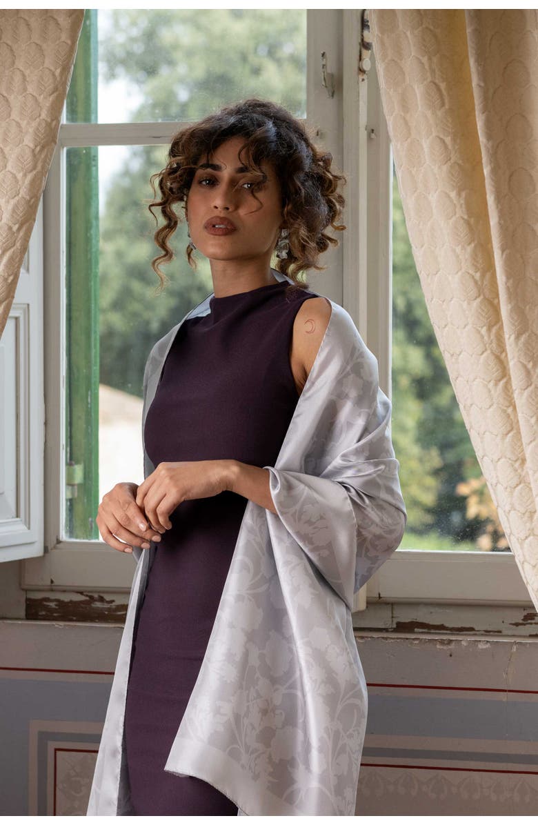 Elizabetta Regina - Silk Scarf Shawl for Women, Alternate, color, Silver Pearl