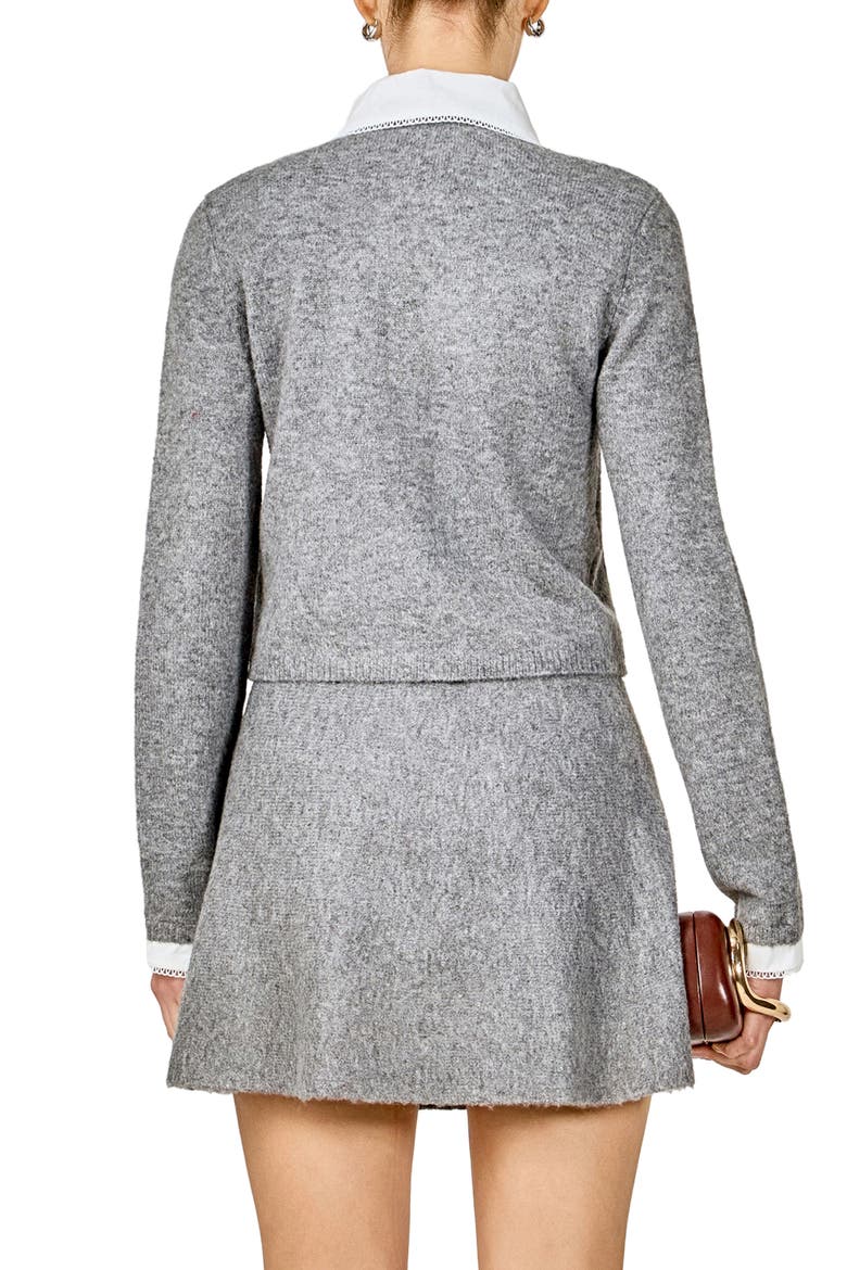 Peter Pan Collar Cardigan, Alternate, color, GREY