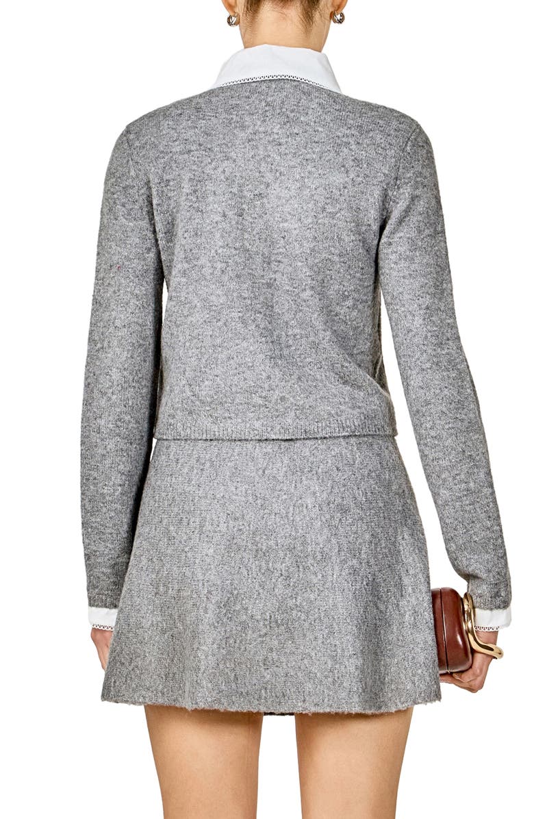 Endless Rose Peter Pan Collar Cardigan, Alternate, color, Grey