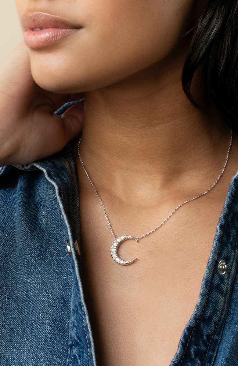 Monica Rich Kosann Mini Crescent Pendant Necklace, Alternate, color, Silver