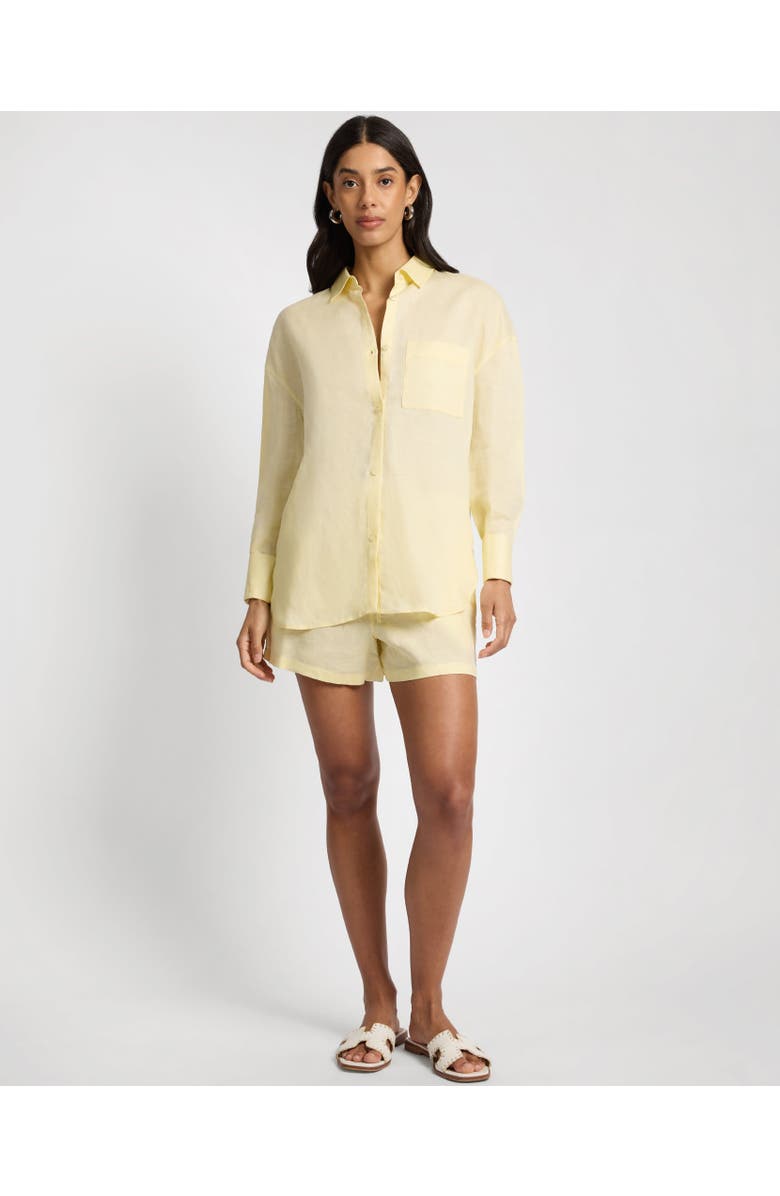 Onia Air Linen Boyfriend Long Sleeve Shirt, Alternate, color, Chamomile